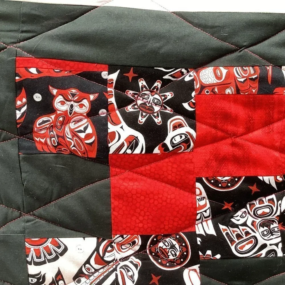 NWT. Hand Crafted Quilt Featuring Tlingit Tribal Prints